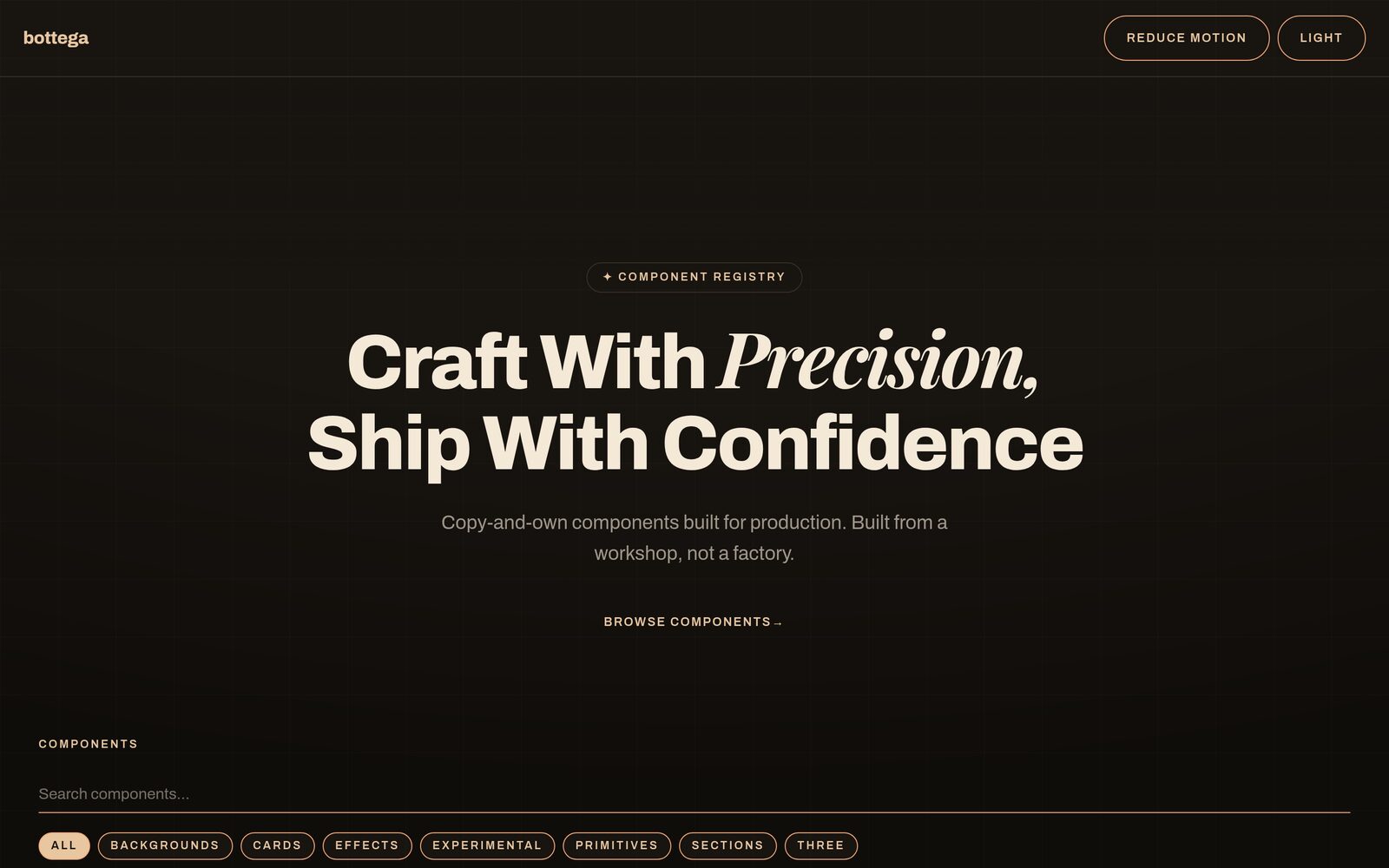 Bottega — desktop view